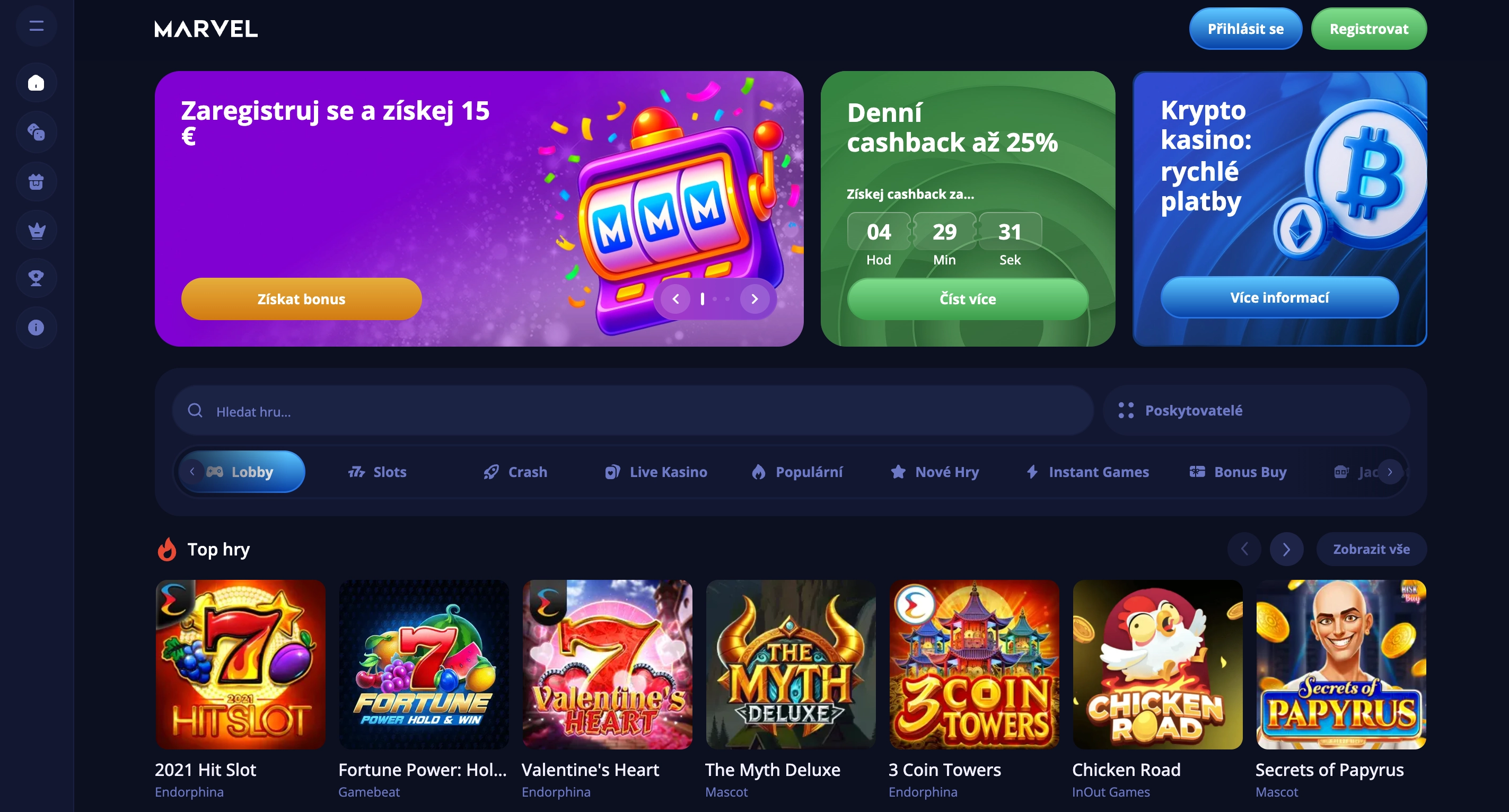 Základní údaje o kasinu Marvel